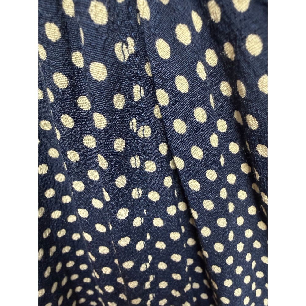 Maeve Anthropologie Navy Blue Polka Dot Button Front Puff Sleeve Mini Dress 10 - Picture 3 of 4